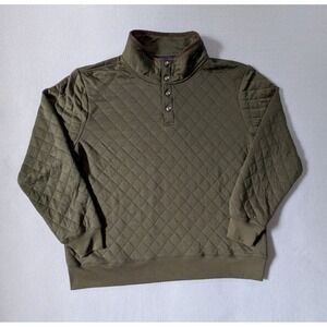 Wilkens Bros Pullover Mens XXL Green Quilted 1/4 Snap Sweater Mock Sweatshirt‎